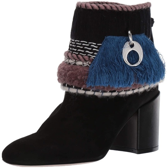 Stuart weitzman / mosaic fringe ankle booties ankle boot 9 - Picture 4 of 9